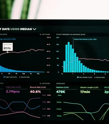 Performance analytics graphs displayed on a laptop screen