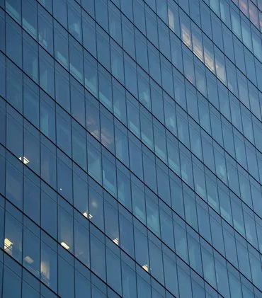 Glass facade of a modern office building